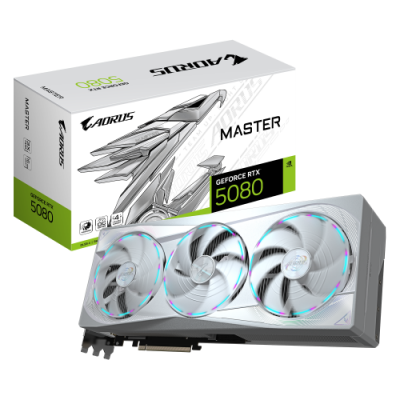 GIGABYTE AORUS GeForce RTX 5080 MASTER ICE 16G Tarjeta Grafica 16GB GDDR7 256 bits PCI E 50 2805MHz Core Clock 3 x DP 21a 1 x H