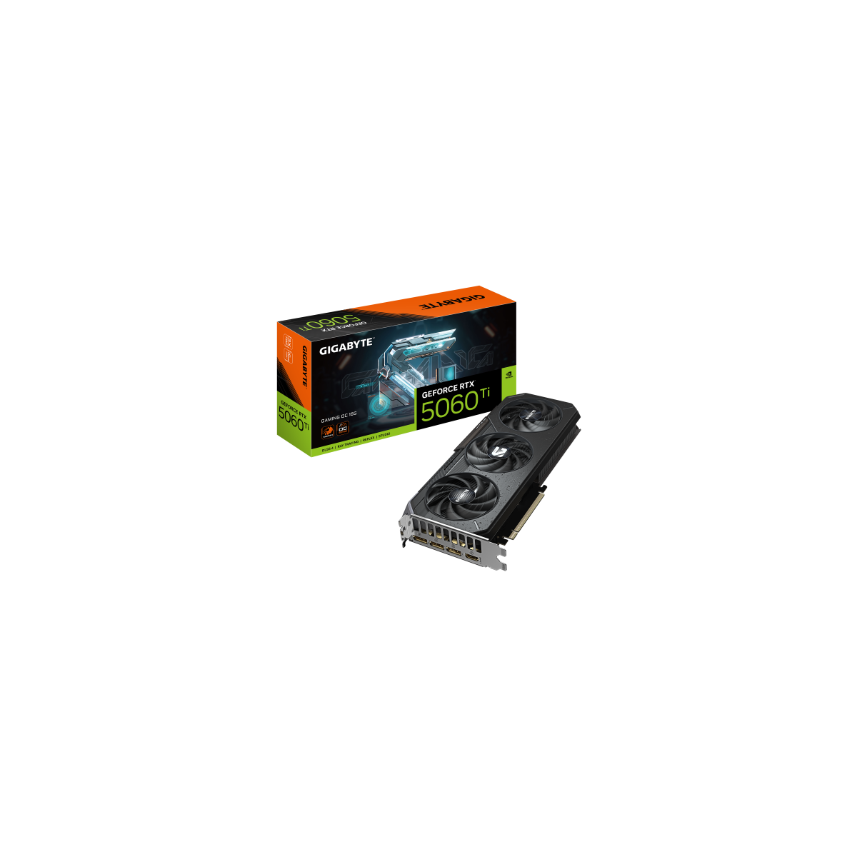 GIGABYTE GeForce RTX 5060 Ti GAMING OC 16G Tarjeta Grafica 16 GB GDDR7 128 bits PCI E 50 2647 MHz Frecuencia del nucleo 3 x Dis