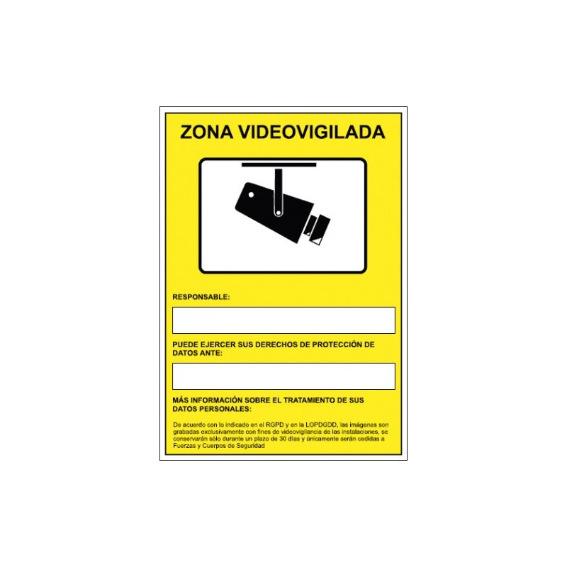 SENAL HOMOLOGADA AVISO CAMARAS DE VIGILANCIA 24 HORAS 210x297MM PVC AMARILLO ARCHIVO2000 6172 09 AM