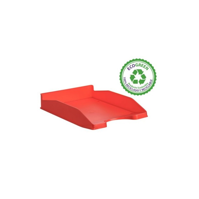 BANDEJA ECOGREEN 100 RECICLADO Y RECICLABLE APILABLE DIN A4 Y FOLIO MEDIDAS 345X255X60 MM COLOR ROJO ARCHIVO 2000 742 RJ