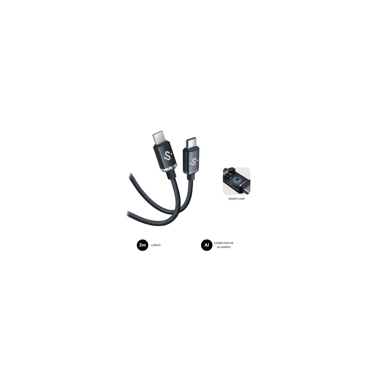 SUBBLIM CABLE OPTIMUS 60W C C 2m BLACK