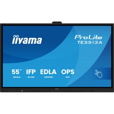 PANTALLA INTERACTIVA 55 EDLA ANDROID 14 8 128GB UHD IPS MM 2X 20W 20W SUBWR 2X HDMI DP 2X USB C 450CD M HORIZ MEDIA PLAY USB PO
