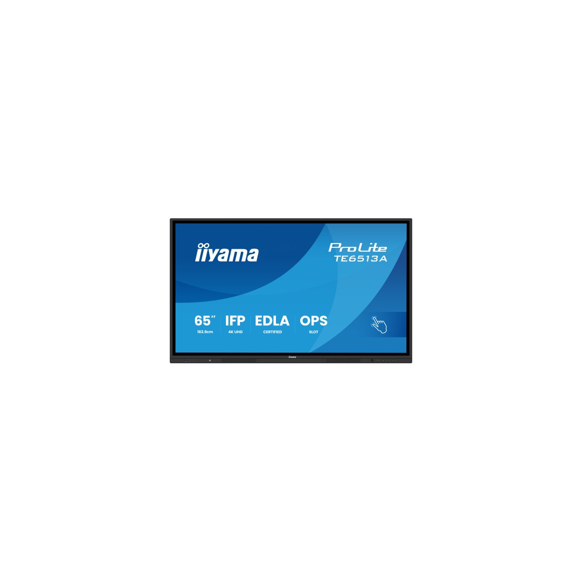 PANTALLA INTERACTIVA 65 EDLA ANDROID 14 8 128GB UHD IPS MM 2X 20W 20W SUBWR 2X HDMI DP 2X USB C 450CD M HORIZ MEDIA PLAY USB PO