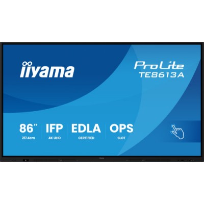 PANTALLA INTERACTIVA 86 EDLA ANDROID 14 8 128GB UHD IPS MM 2X 20W 20W SUBWR 2X HDMI DP 2X USB C 450CD M HORIZ MEDIA PLAY USB PO