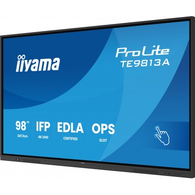 PANTALLA INTERACTIVA 98 EDLA ANDROID 14 8 128GB UHD IPS MM 2X 20W 20W SUBWR 2X HDMI DP 2X USB C 450CD M HORIZ MEDIA PLAY USB PO