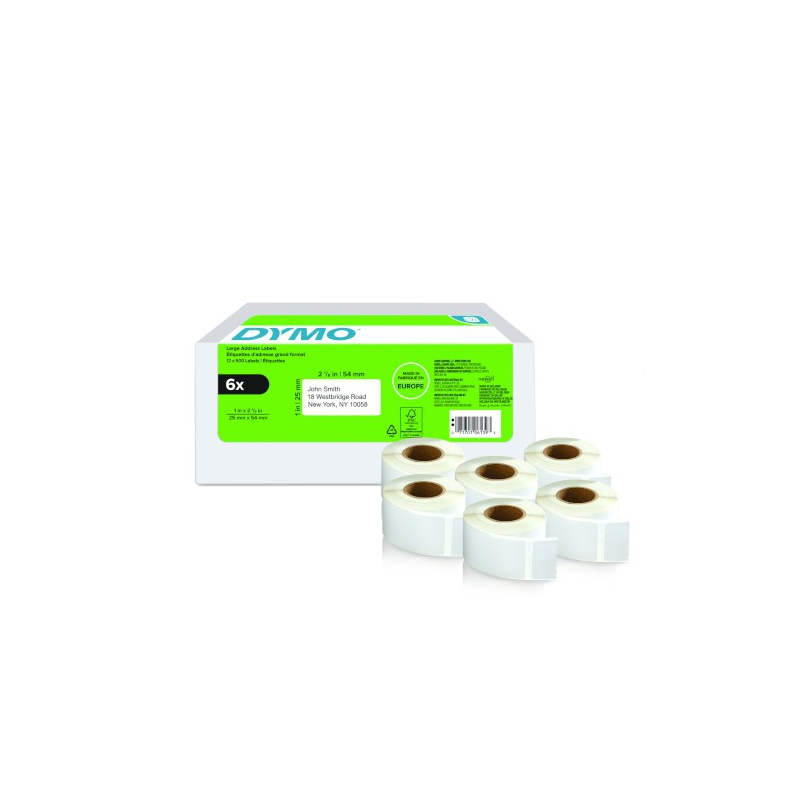 PACK 6 ROLLOS LW ETIQUETAS 25X54MM DYMO 2177564