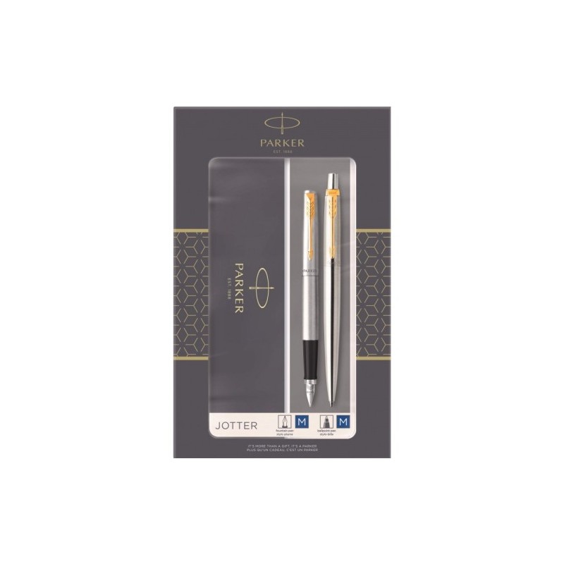 SET JOTTER DUO PLUMA BOLiGRAFO ACERO GT PARKER 2093257