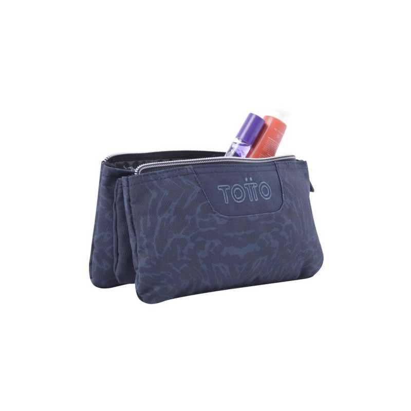 ESTUCHE ESCOLAR TRES COMPARTIMENTOS AZUL Y NEGRO GEOMETRIC TABLERO TOTTO AC52ECO012 2210Z 3JG