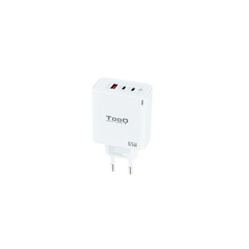 TooQ Cargador de Pared GaN 2USB C PD USB A QC 65W Blanco