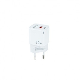 TooQ Cargador de Pared USB C PD USB A QC 20W Blanco