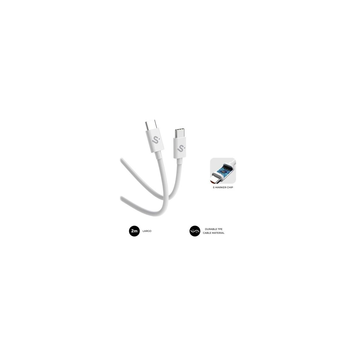 SUBBLIM CABLE PLUS 100W C C 2m WHITE