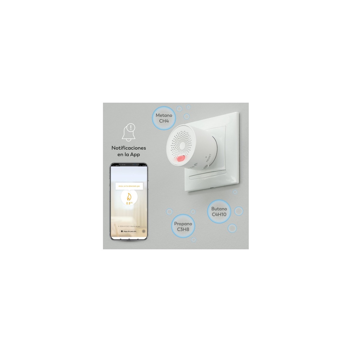 DETECTOR DE SEGURIDAD DE GAS SMART WIFI GARZA 401347C