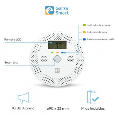 DETECTOR DE SEGURIDAD DE CO SMART WIFI GARZA 401348C