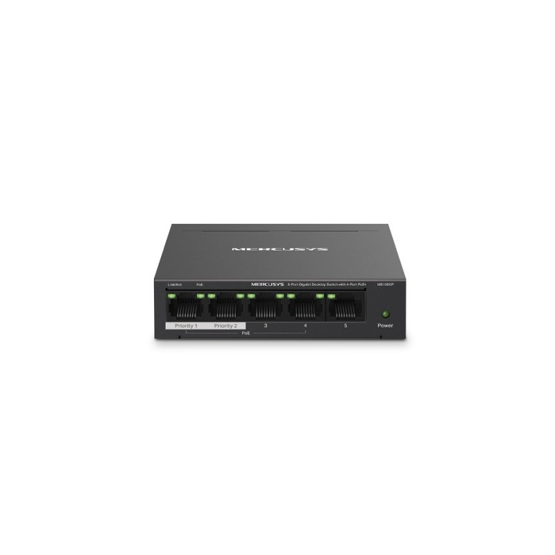 Mercusys MS105GP switch Gigabit Ethernet 10 100 1000 Energia sobre Ethernet PoE Negro
