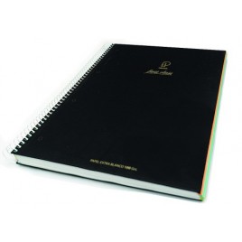 CUADERNO FIRST CLASS A5 TAPA NEGRA FORRADA MICROPERFORADO 120H 100GR TALADROS 5X5 BANDA 5 COLORES PACSA 16036