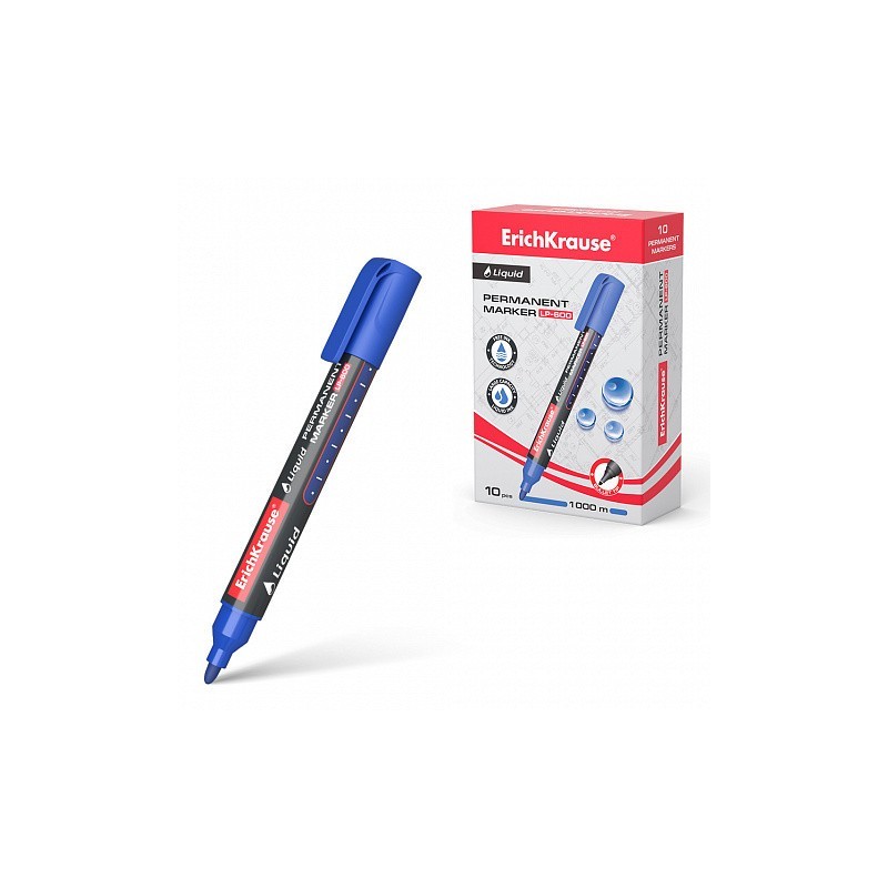 MARCADOR PERMANENTE CON TINTA LiQUIDA LP 600 COLOR AZUL ERICH KRAUSE 48770