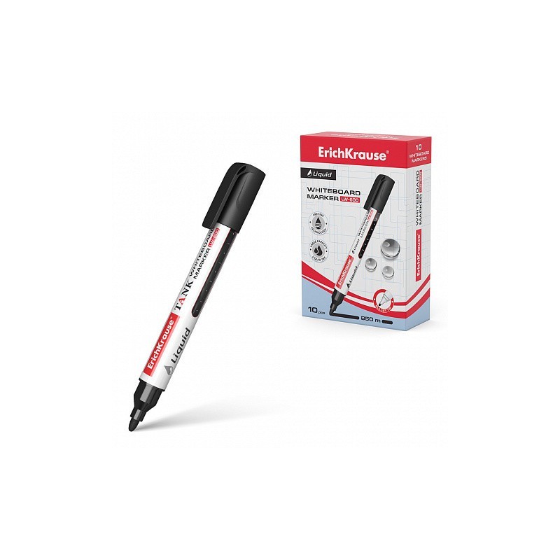 MARCADOR PIZARRA BLANCA CON TINTA LiQUIDA LIQUID LW 600 TINTA COLOR NEGRO ERICH KRAUSE 48774