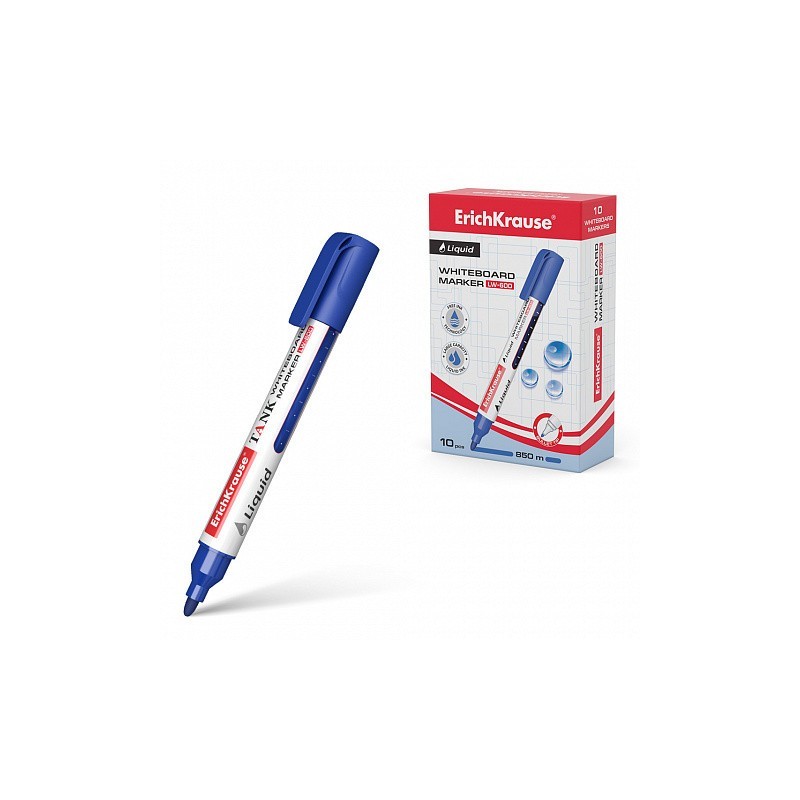 MARCADOR PIZARRA BLANCA CON TINTA LiQUIDA LIQUID LW 600 TINTA COLOR AZUL ERICH KRAUSE 48775