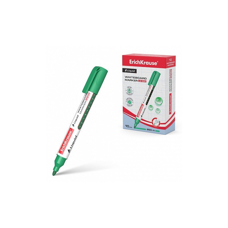 MARCADOR PIZARRA BLANCA CON TINTA LiQUIDA LIQUID LW 600 TINTA COLOR VERDE ERICH KRAUSE 56096