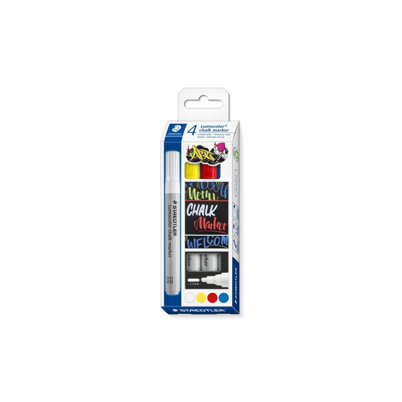 Staedtler Lumocolor marcador de tiza Bala Azul Rojo Blanco Amarillo 4 piezas