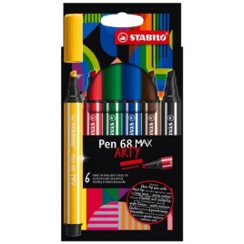 ESTUCHE ARTY CON 6 COLORES ROTULADOR PREMIUM CON PUNTA BISELADA PEN 68 MAX STABILO 768 06 21