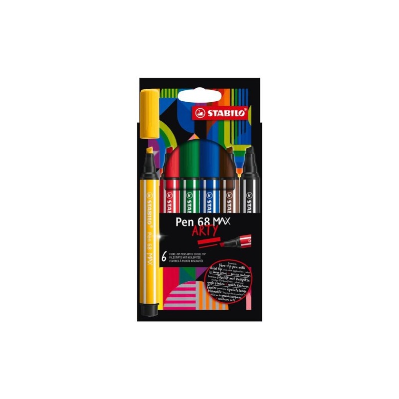 ESTUCHE ARTY CON 6 COLORES ROTULADOR PREMIUM CON PUNTA BISELADA PEN 68 MAX STABILO 768 06 21