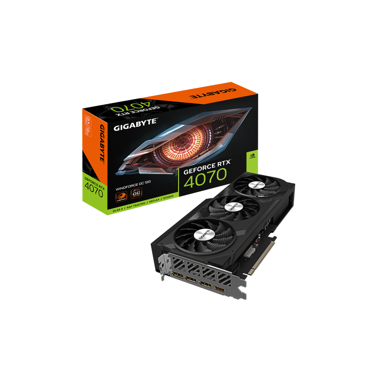 VGA GIGABYTE GV N4070WF3OC 12GDNVRTX4070GDDR6X12GB192BITHDMI3DPWINDFORCE 3X 3 VENTILADORES