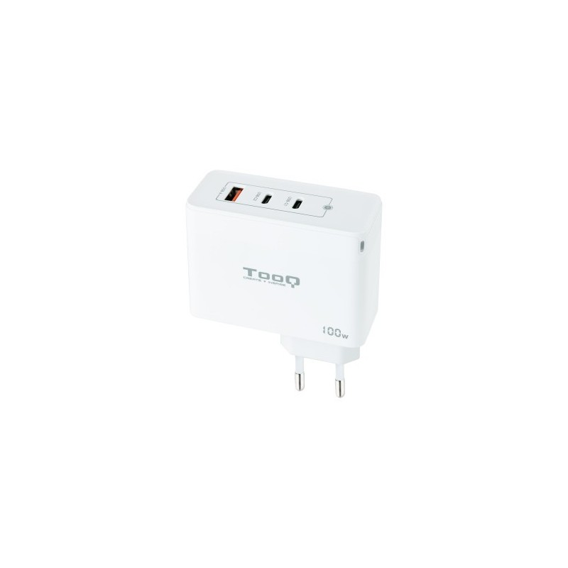 TooQ Cargador de Pared GaN 2xUSB C PD USB A QC 100W Blanco