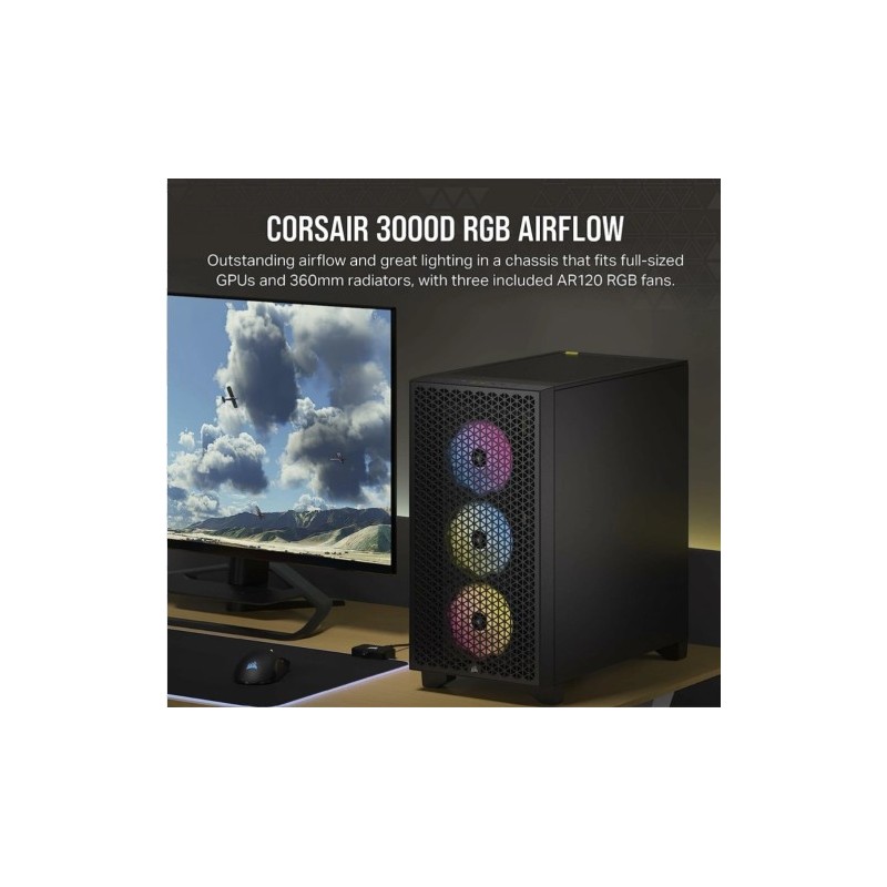 CAJA CORSAIR 3000D RGB AIRFLOW MID TOWER NEGRA CC 9011255 WW