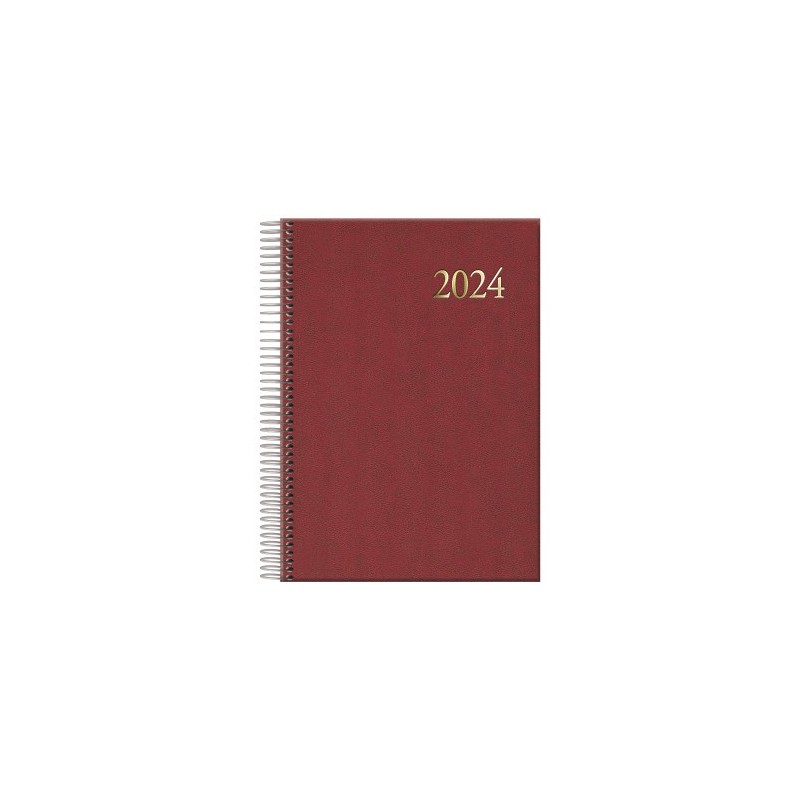 AGENDA 2025 SEGOVIA ESPIRAL DiA PaGINA 14 X 20 CM COLOR BURDEOS DOHE 12734 24