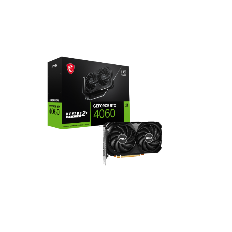 MSI GEFORCE RTX 4060 VENTUS 2X BLACK 8G OC tarjeta grafica NVIDIA 8 GB GDDR6