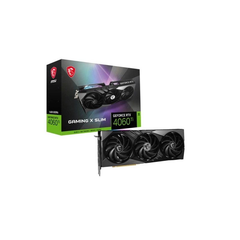 VGA MSI RTX 4060 TI GAMING X SLIM 16GNVRTX4060TIGDDR616GB128BITHDMI3DP 3 VENTILADORES