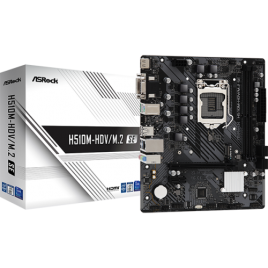 PLACA ASROCK H510M HDV M2 SEINTEL1200H4702DDR464GBVGADVIHDMIGBLAN4SATA36USB32M2MATX