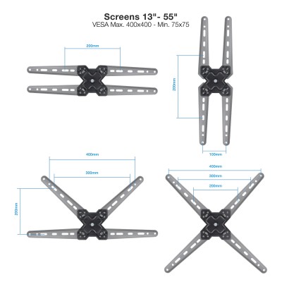 TooQ Soporte de Pared para Pantallas 13 55 Negro