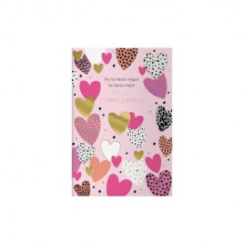 PACK 6 TARJETAS DE FELICITACIoN CUMPLEANOS TAMANO 115 X 17 CM MODELO CORAZONES DOHE 70062