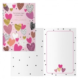 PACK 6 TARJETAS DE FELICITACIoN CUMPLEANOS TAMANO 115 X 17 CM MODELO CORAZONES DOHE 70062