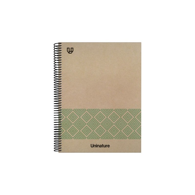 CUADERNO RECICLADO A4 KRAFT SOFT TAPA DURA 80 HOJAS 90GR CUADRICULA 4X4 MM VERDE UNINATURE 88500320