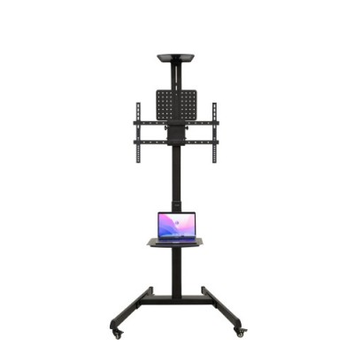 TooQ COMETA Soporte de Suelo con Ruedas con Regulacion de Altura para Pantallas 37 70 Rotacion 90 Negro
