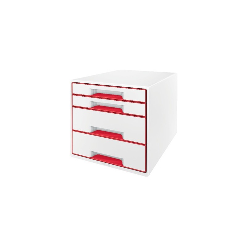 BUCS 4 CAJONES WOW DESK CUBE 2 GRANDES Y 2 PEQUENOS ROJO BLANCO LEITZ 52132026