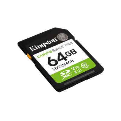 Kingston Technology 64 GB SDXC Canvas Select Plus Gen3 100 MB s C10 UHS I U1 V10