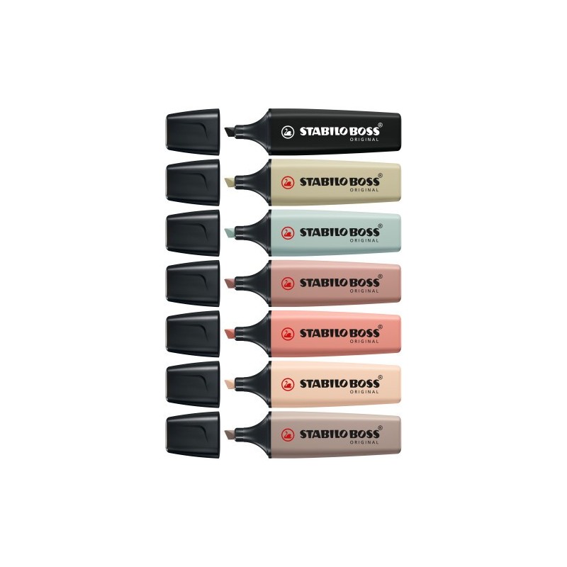 STABILO BOSS NatureColors marcador 6 piezas Punta de cincel Negro Bronce Verde Gris Verde claro