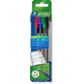 ESTUCHE ROTULADOR TRIPLUS FINELINER 334 ECO EDITION 4 UNIDADES COLORES SURTIDOS STAEDTLER 334 RC4