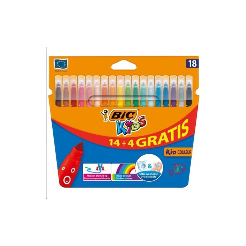 ESTUCHE ROTULADORES FORMATO ESPECIAL 18 UDS KID COULEUR BIC 9375092