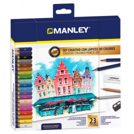 SET CREATIVO LAPICES DE COLORES 23 UDS MANLEY MLA00023