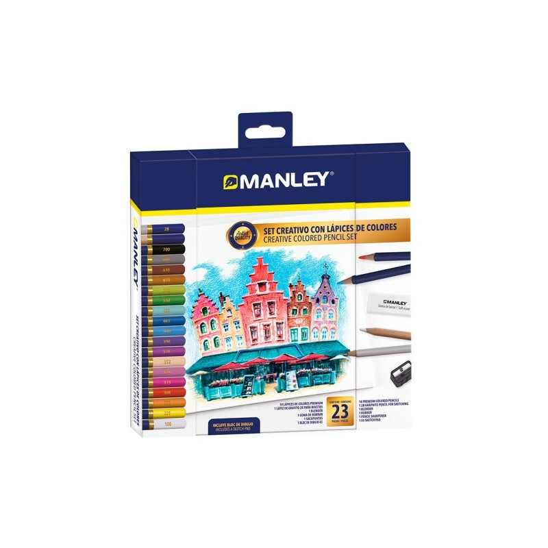 SET CREATIVO LAPICES DE COLORES 23 UDS MANLEY MLA00023