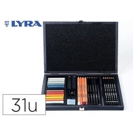 SET DIBUJO CAJA DE MADERA 31 UDS LYRA L2054002