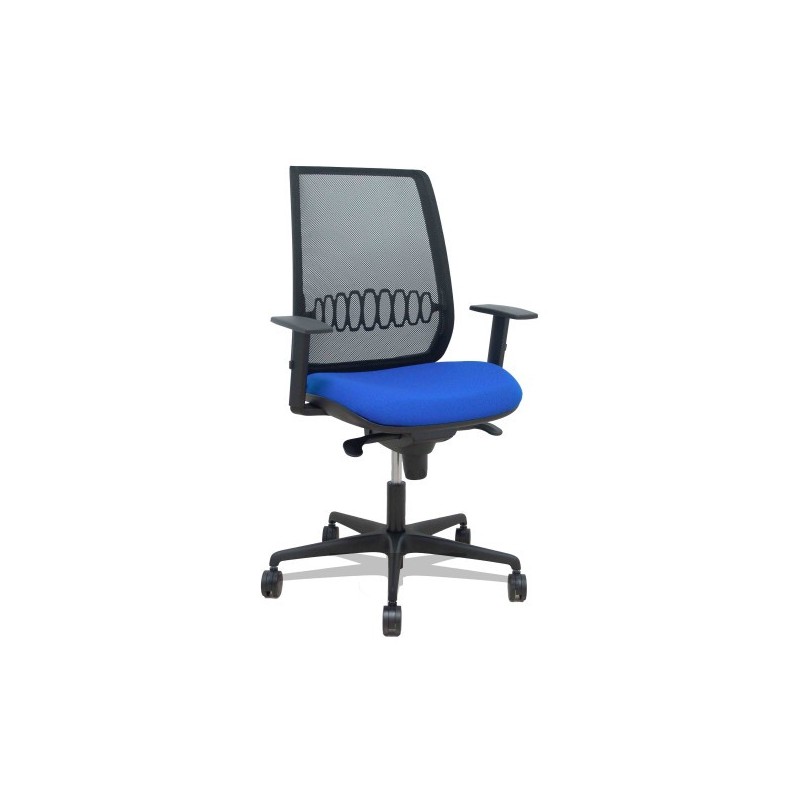SILLA ALARES SINCRO MALLA NEGRA BALI AZUL BRAZO REGULABLE PIQUERAS Y CRESPO 397SM840B229B10B68R65