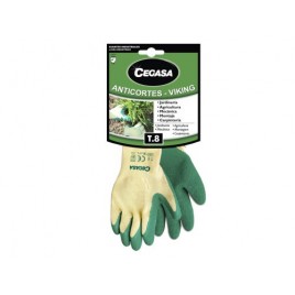 GUANTES DE TRABAJO ANTICORTES VIKING ALGODoN LATEX VERDE T8 MEDIANA M CEGASA 100540