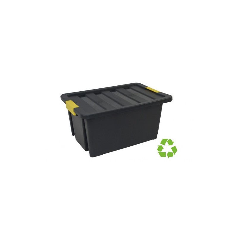 CAJA SOSTENIBLE DE ALMACENAJE CON TAPA Y RUEDAS 55 LITROS 43X63X30CM PP NEGRO ARCHIVO 2000 CP1481055 NE