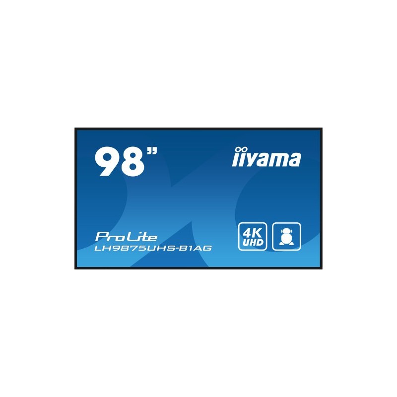iiyama PROLITE Pizarra de caballete digital 249 m 98 LED Wifi 500 cd m 4K Ultra HD Negro Procesador incorporado Android 11 24 7